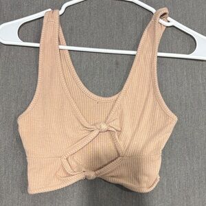 Beige Knotted Women's Crop Top